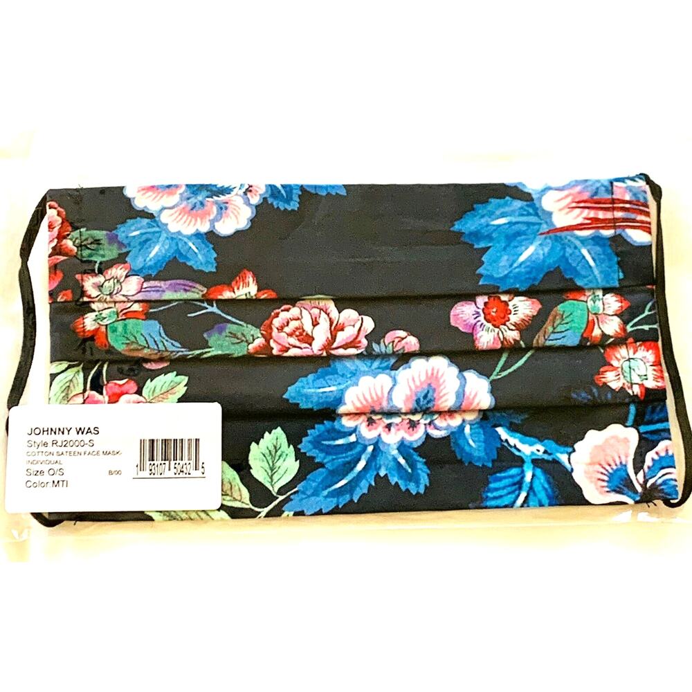 JOHNNY WAS Face Mask Designer Floral Cotton Face Mask